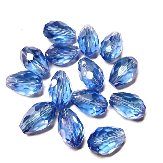 Picture of Faceted Glass Drop 12x8mm Blue Sapphire x5