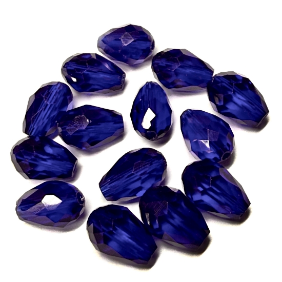 Picture of Faceted Glass Drop 12x8mm Navy Blue x5