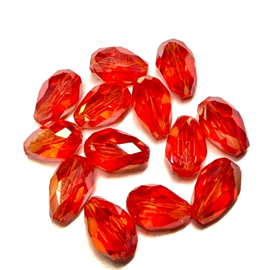 Picture of Faceted Glass Drops 12x8mm Orange Luster AB x5