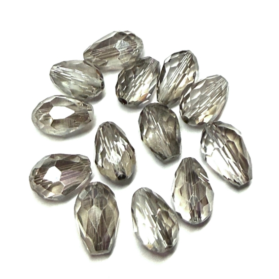 Picture of Faceted Glass Drops 12x8mm Black Diamond x5