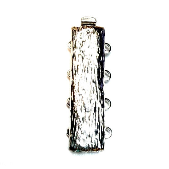 Picture of Neumann Clasp Box 26x7mm textured rectangle 4-strand Rhodium Plated x1