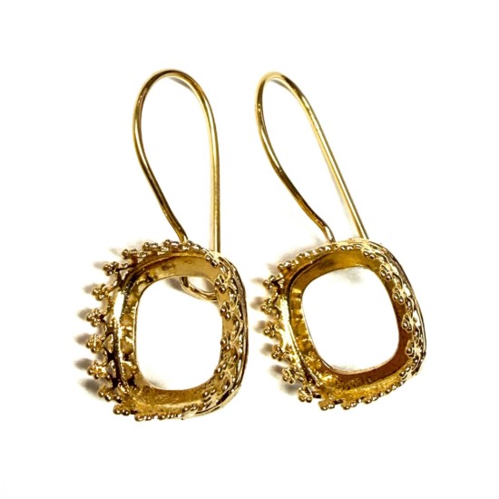Bild von Premium Earring Crown Setting 4470 – 12 mm Square – 24 kt Gold Plated (set van 2)