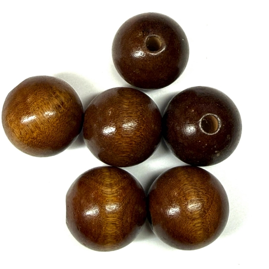 Picture of Wood bead 25mm round Brown (Set of 5 pieces)