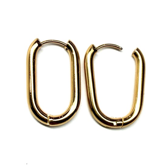 Image de Stainless Steel Hoop 25x16x3mm 18Kt Gold Plated x2