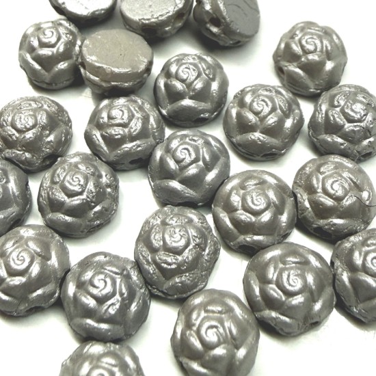 Picture of Rosetta 2-hole Cabochon 6mm Pastel Grey x25