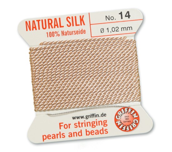 Изображение Griffin Silk Beading Cord & Needle size #14 - 1,02mm Light Pink x2m