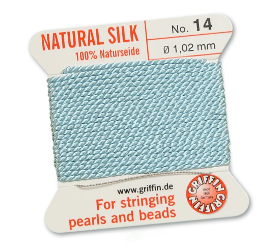 Изображение Griffin Silk Beading Cord & Needle size #14 - 1,02mm Turquoise x2m