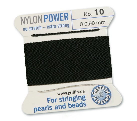 Image de Griffin Nylon Beading Cord & Needle size #10 - 0.90mm Black x2m