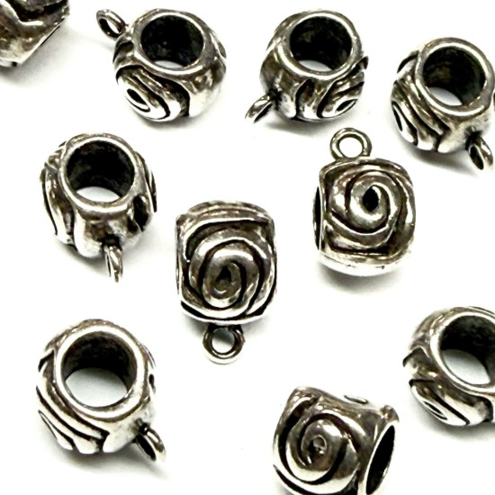 Afbeeldingen van Pendant Slide Ø5mm with spiral design Antique Silver x1