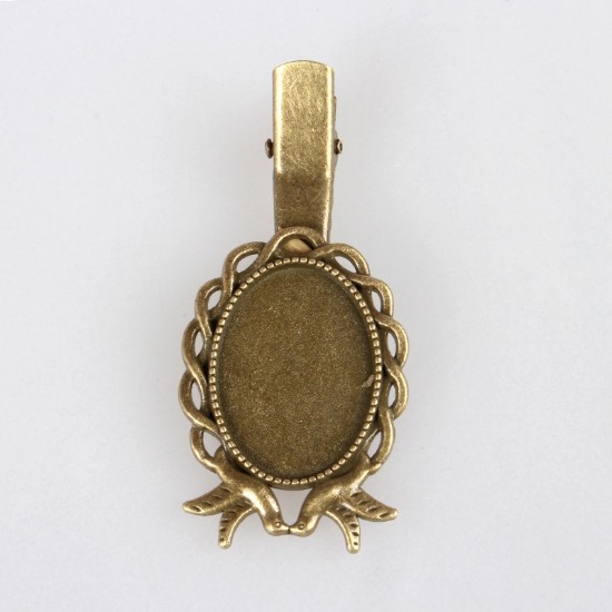 Picture of Alligator Hair clip setting 25x18mm oval Antique Gold x5