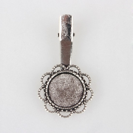 Picture of Alligator Hair clip setting 18mm round Antique Silver x5