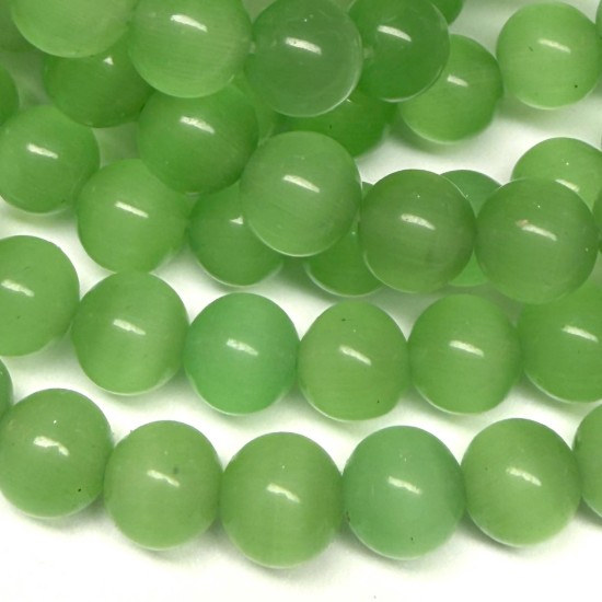 Изображение Cat Eye Glass bead 8mm round Sea Green x35cm