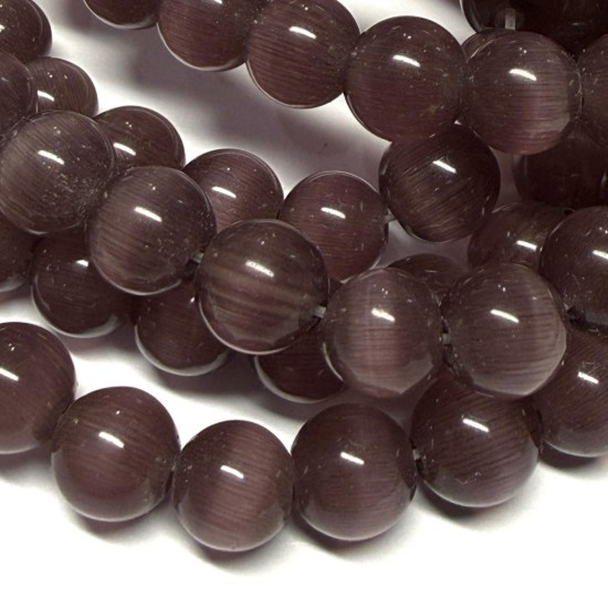 Изображение Cat Eye Glass bead 8mm round Light Amethyst x35cm