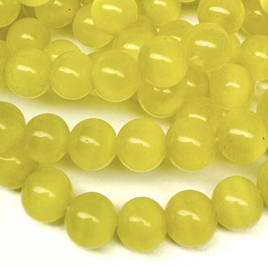 Bild von Cat Eye Glass bead 8mm round Lemon x35cm