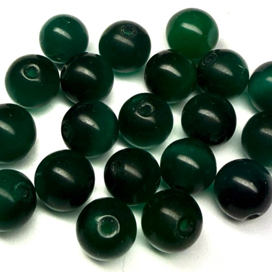 Bild von Cat Eye Glass bead 8mm round Green x35cm