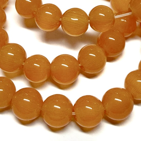 Изображение Cat Eye Glass bead 10mm round Salmon x38cm