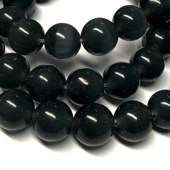 Изображение Cat Eye Glass bead 10mm round Grey x38cm