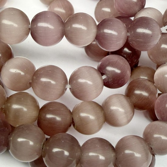 Picture of Cat Eye Glass bead 12mm round Lilac x38cm