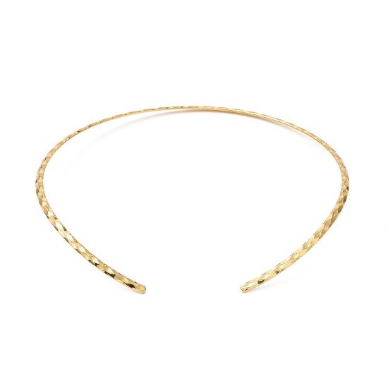 Picture of Stainless Steel Cuff Choker Necklace 13.7cm Textured Gold Plated x1