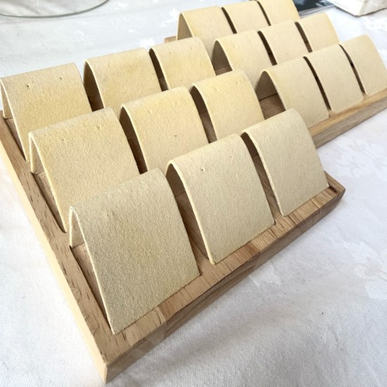 Afbeeldingen van Showroom Model - Pivo Wood Jewelry Display 9-Compartment Peach Puff Suede x1