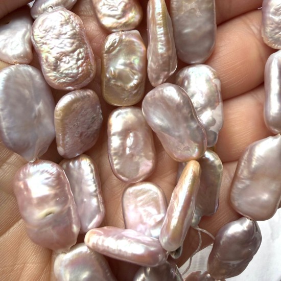 Afbeeldingen van Pearl Freshwater Keshi 20x18mm rectangle Rose x38cm