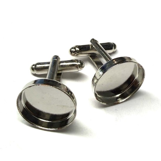Image de Cuff Link 16mm setting Silver Tone x2