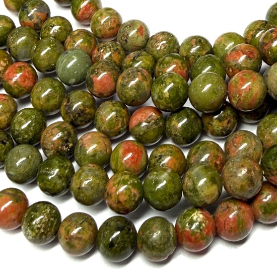 Bild von Unakite bead 8mm round x38cm