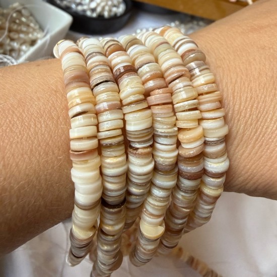 Image de Shell Beads 6x2mm heishi Ivory x38cm