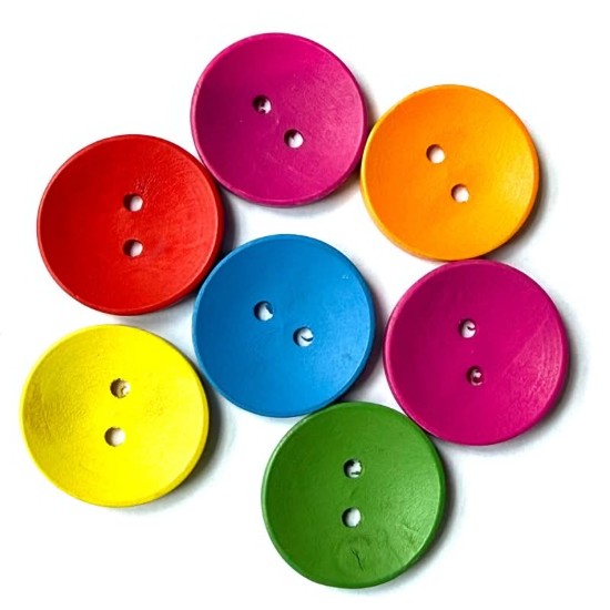 Изображение Wooden Button 30mm round Color Mix-x10