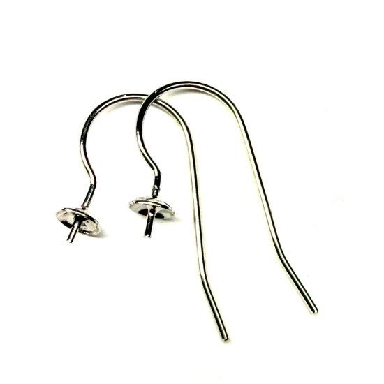 Bild von Ear Wire for Half-Drilled Beads 22x8mm Silver x2