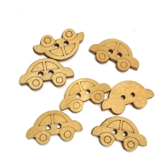 Afbeeldingen van Wooden Button Car 10x20mm x10