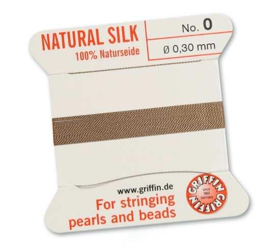Bild von Griffin Silk Beading Cord & Needle size #0 - 0.30mm Beige x2m