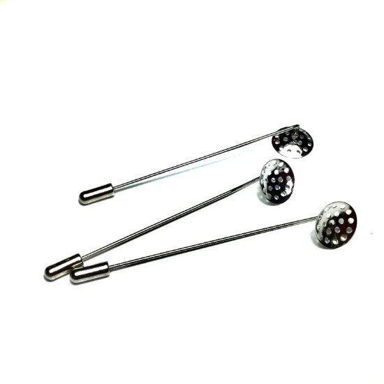 Afbeeldingen van Brooch pin 69mm w/ 14mm sieve Silver Tone x1