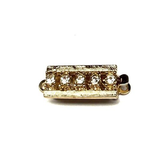 Afbeeldingen van Neumann Clasp Box 18x7mm w/ Swarovski Crystals 23kt Gold-Plated x1