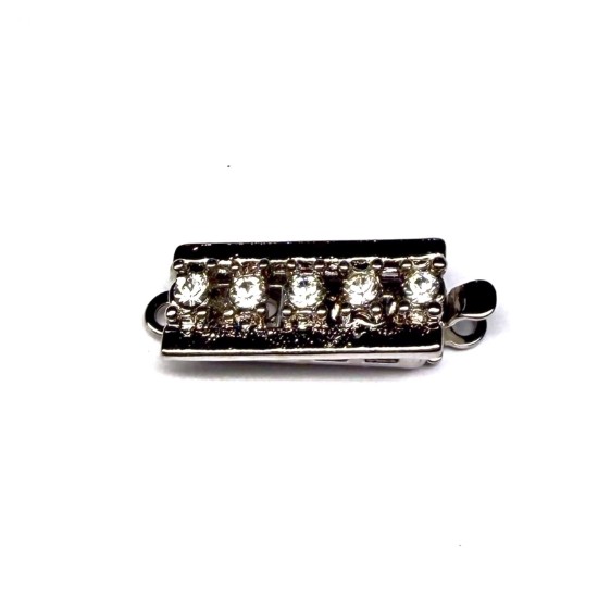 Afbeeldingen van Neumann Clasp Box 18x7mm w/ Swarovski Crystals Rhodium-Plated x1