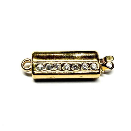 Afbeeldingen van Neumann Clasp Box 21x7mm w/ Swarovski Crystals 23kt Gold-Plated x1