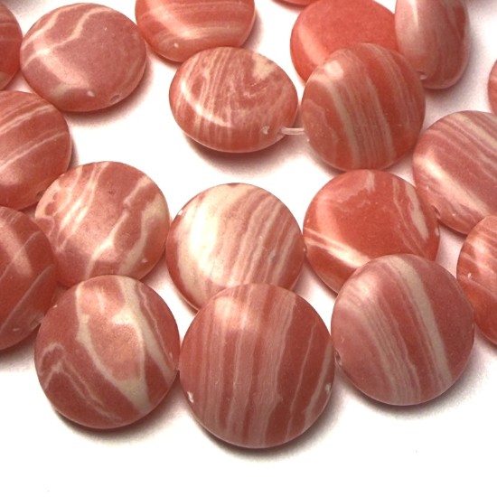 Picture of Bead resin white and pink 16mm flat round x38cm