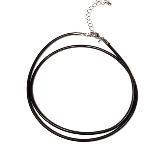 Afbeeldingen van Faux Leather Necklace 46cm 2mm width Black x5