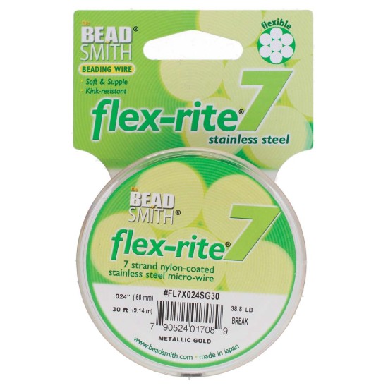 Afbeeldingen van Flexrite 7-strand 0.60mm Metallic Satin Gold x9.2m