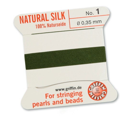 Изображение Griffin Silk Beading Cord & Needle size #1 - 0,35mm Olive x2m