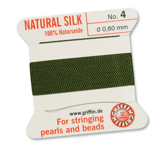 Изображение Griffin Silk Beading Cord & Needle size #4 - 0,60mm Olive x2m