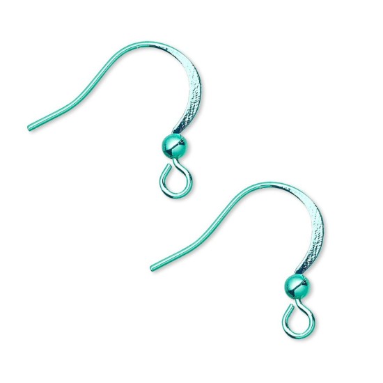 Изображение Stainless Steel Earwire Fishhook 19mm and 3mm brass ball with open loop Electro Coated Green x2