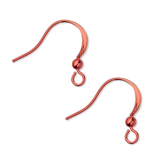 Изображение Stainless Steel Earwire Fishhook 19mm and 3mm brass ball with open loop Electro Coated Red x2