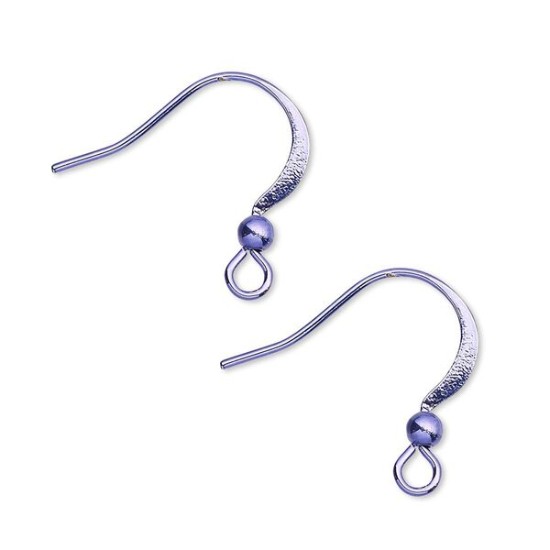 Изображение Stainless Steel Earwire Fishhook 19mm and 3mm brass ball with open loop Electro Coated Purple x2