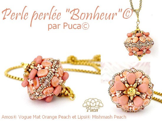 Изображение Beaded Bead "Bonheur" par Puca – Instant Download or Printed Copy