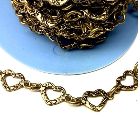 Bild von Chain Heart textured 15x8mm Bronze x1m
