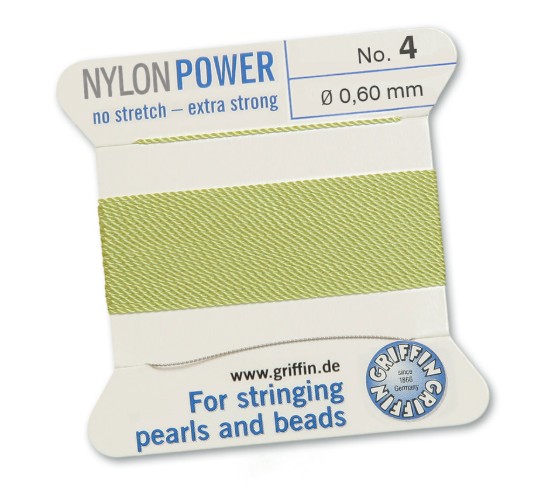 Изображение Griffin Nylon Beading Cord & Needle size #4 - 0.60mm Jade Green x2m