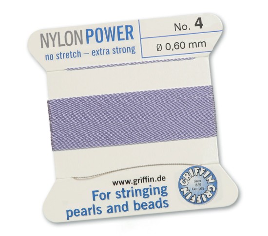 Изображение Griffin Nylon Beading Cord & Needle size #4 - 0.60mm Lilac x2m