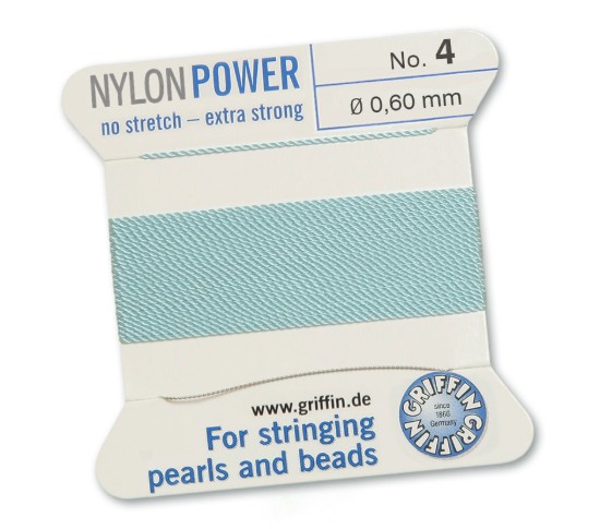 Afbeeldingen van Griffin Nylon Beading Cord & Needle size #4 - 0.60mm Yurquoise x2m