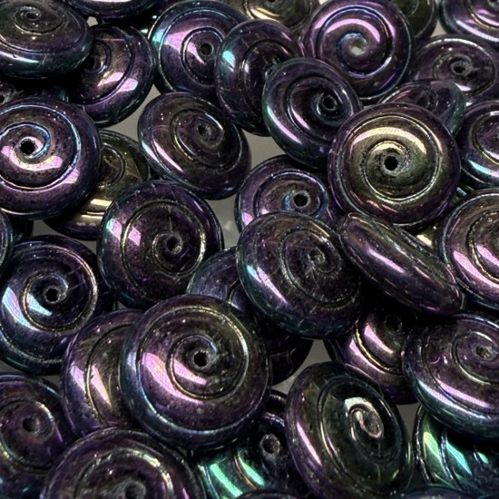 Image de Spiral bead 13x5mm Iris Purple x10
